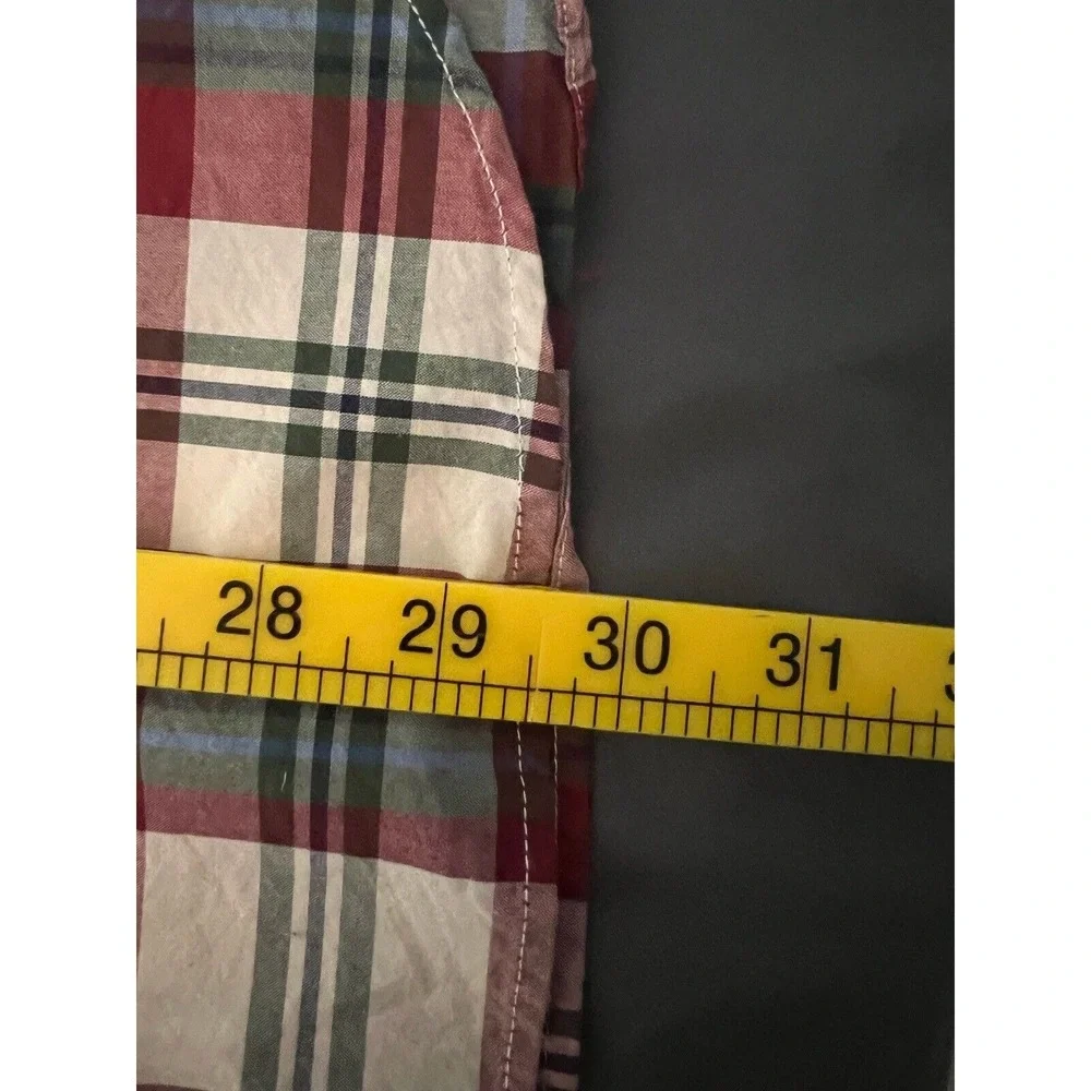 J Crew Men's Button Down Shirt L Red‎ Blue Black White Plaid 100% Cotton